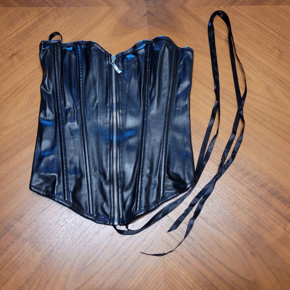 Leather-like Corset - Vampire Cosplay/Goth/Bustier/Valentine's Costume